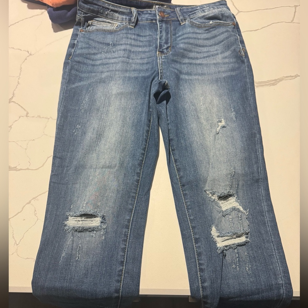 Judy Blue Relaxed Fit Stretch Straight Distressed Jeans Women 30